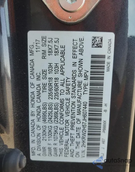 2018 Honda Cr-V Ex from USA, damaged, VIN 2HKRW2H57JH607440